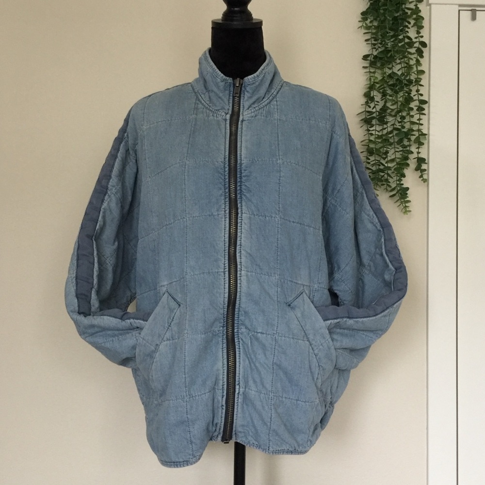 Free People Light Blue Quilted Jacket